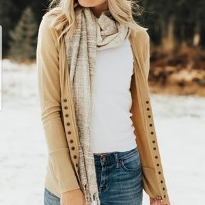 Khaki Snap Button Cardigan